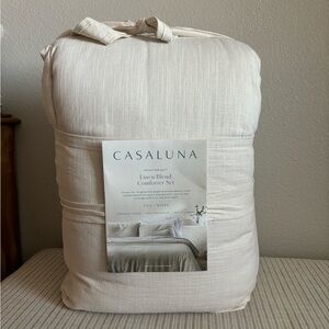 NWT Full/Queen Heavyweight Linen Blend Comforter & Sham Set Natural - Casaluna